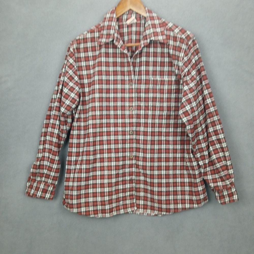 High Sierra Shirt Womens Large Multicolor Check Cotton Flannel Button Up Thermal